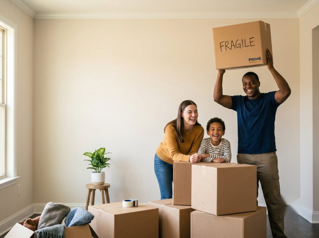 Happy family moving